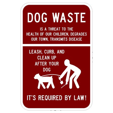 Sign Solutions Usa Dog Waste It's RequiRed By Law!, Aluminum, 18 in x 12 in DCS09DWT1218CUS00052